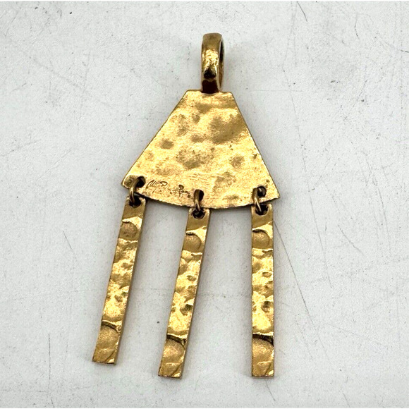 Biche de Bere Pendant Paris Brutalist Necklace Signed Gold Tone Modernist Vintag - Picture 5 of 7